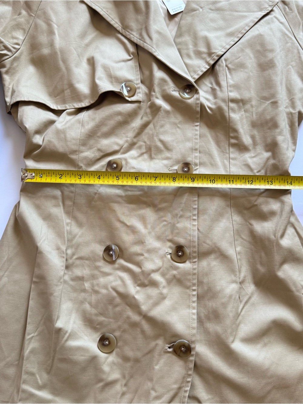 Anthropologie Women's Beige Double-Breasted Trench Coat Dress,Size Small - Picture 7 of 9
